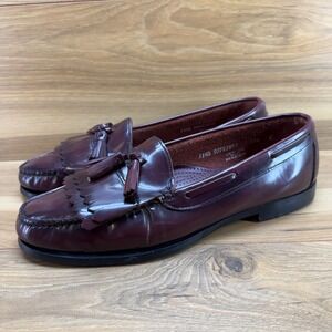 BASS Kiltie Tassel Loafers Mens 11.5 D Burgundy Leather Dress Shoes